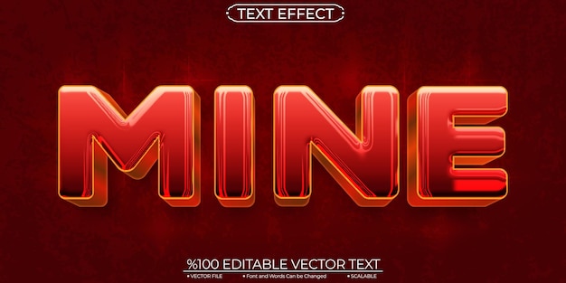 Red Shiny Mine Editable and Scalable Vector Text Effect