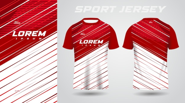 red shirt soccer football sport jersey template design mockup