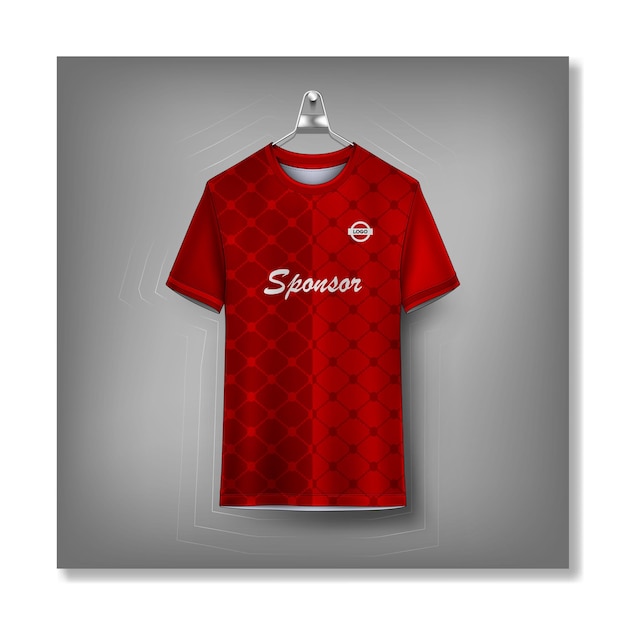 A red shirt with the word sponsor on it