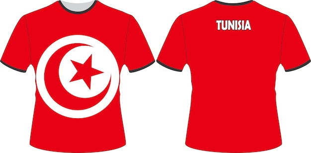 A red shirt with the word tunisia on it