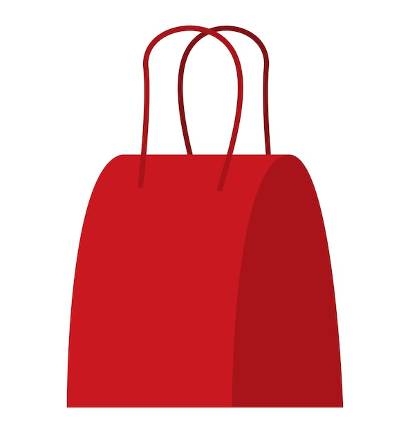 Red shopping bag flat design simple isolated icon for consumer concept commerce and sales vector