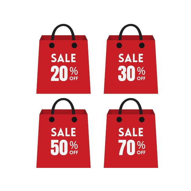 Red shopping bags are displayed sale Discounts