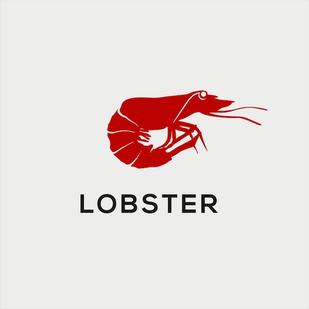 Red Shrimp Silhouette lobster seafood restaurant logo design idea