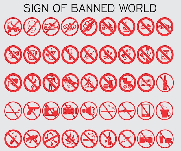 A red sign of baned world is shown in red.