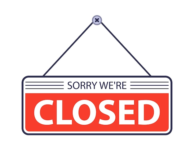 Vector red sign closed flat vector illustration