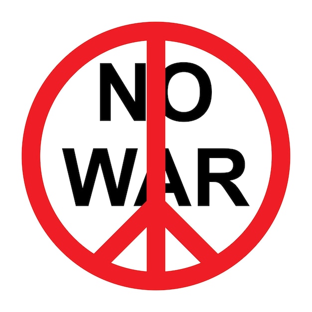 赤い記号平和主義白い背景の上の戦争はありませんベクトル