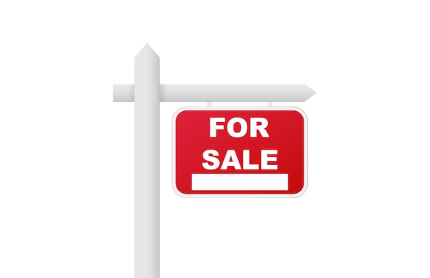 Red signboard for sale on pole template