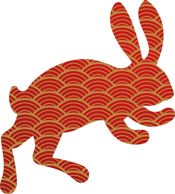 Red silhouette of cute bunny rabbit icon zodiac animals