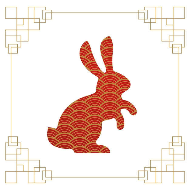 Red silhouette of cute bunny rabbit icon zodiac animals