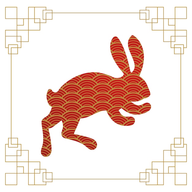 Red silhouette of cute bunny rabbit icon zodiac animals