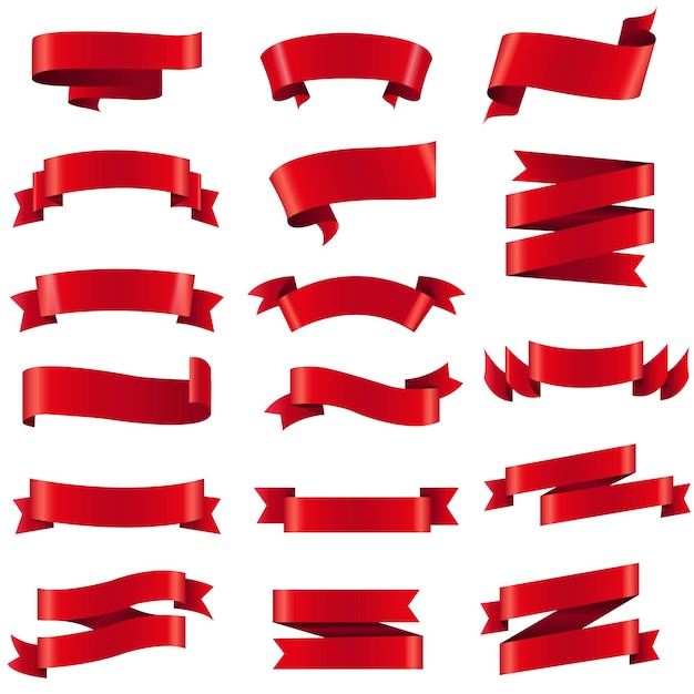 Vector red silk ribbons and white background