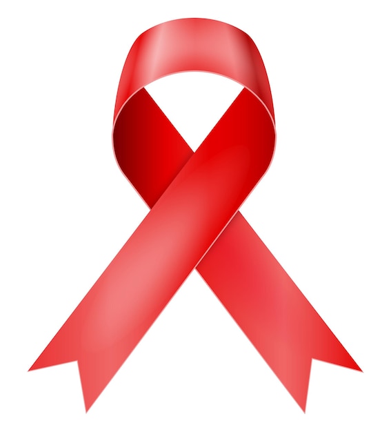 Red silk shiny ribbon in support of aids disease vector illustration