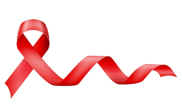 Red silk shiny ribbon in support of aids disease vector illustration