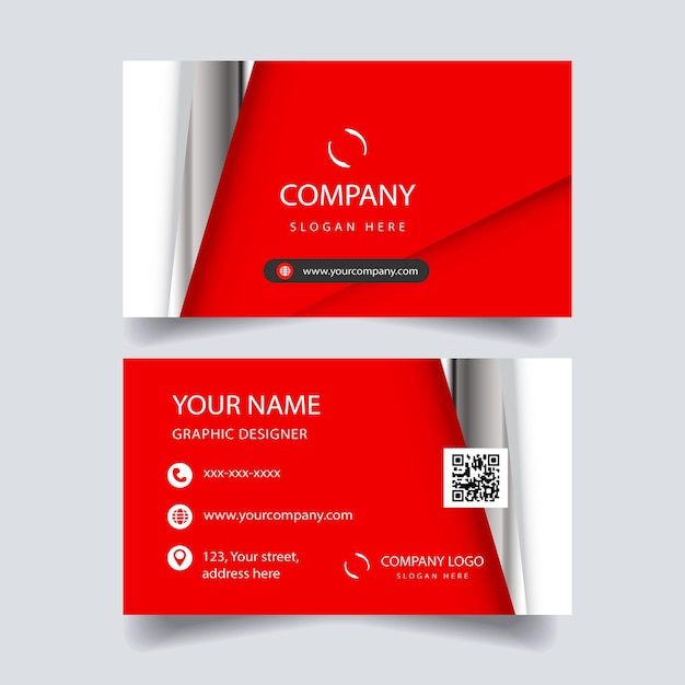 Red and Silver Business Card Template