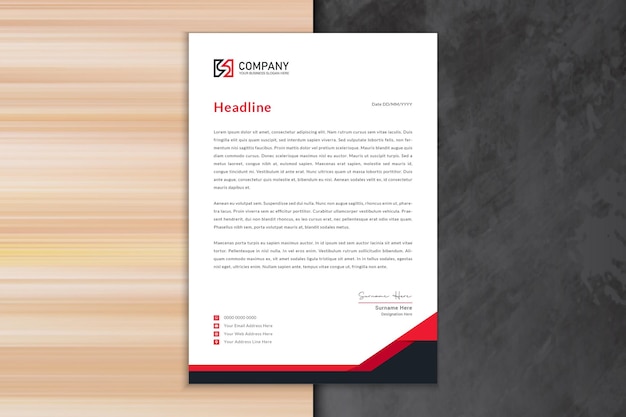 Red Simple and clean print ready letterhead template design