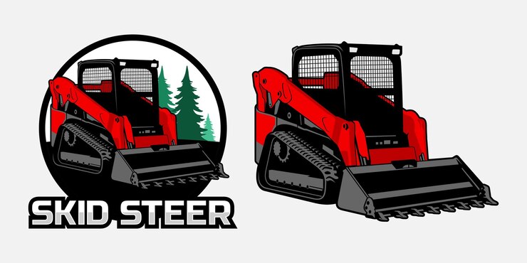 Vector red skid steer for logo or illustration vector