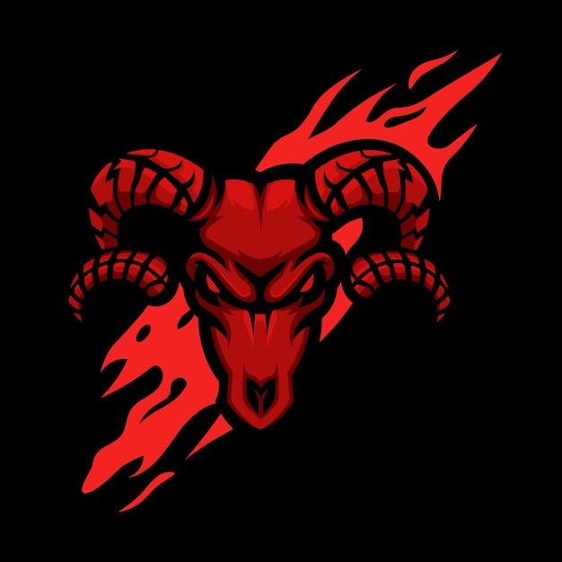 Vector red skull goat esport logo design vector