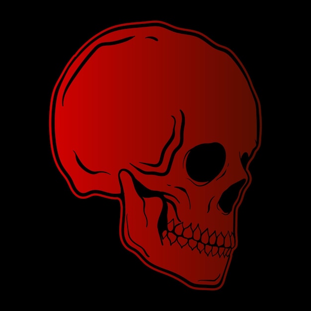 Red skull handdrawn style premium vector