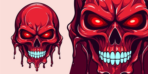 red skull slime logo vector graphic for sport and esport teams mascot illustration
