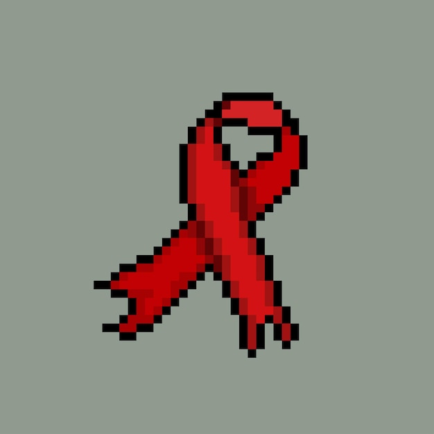 Red slice ribbon with pixel art style