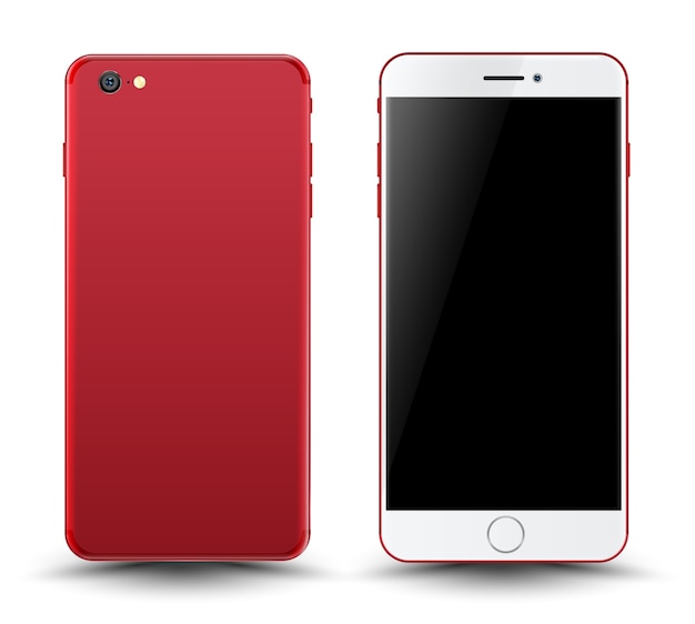 Vector red smartphone mockup.