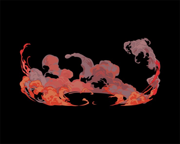 Vector red smoke fire cartoon illustration
