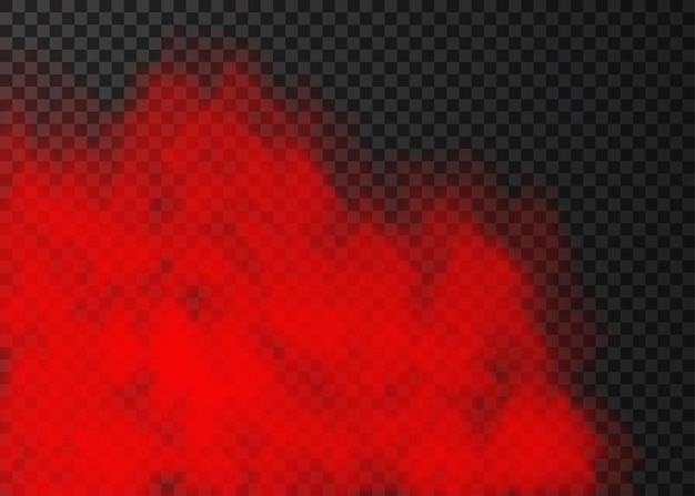 Vector red smoke  isolated on transparent background.  steam special effect.  realistic  colorful vector fire fog  or mist texture.