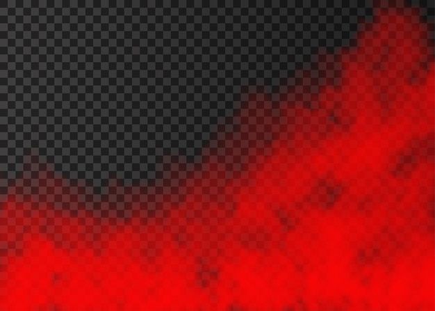 Vector red smoke  isolated on transparent background.  steam special effect.  realistic  colorful vector fire fog  or mist texture.