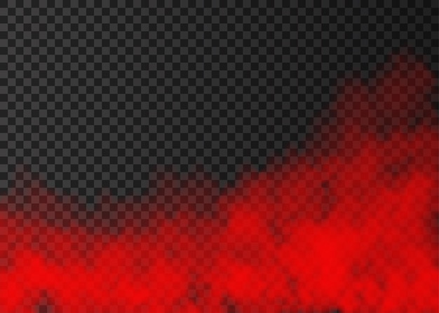 Vector red smoke  isolated on transparent background.  steam special effect.  realistic  colorful vector fire fog  or mist texture.