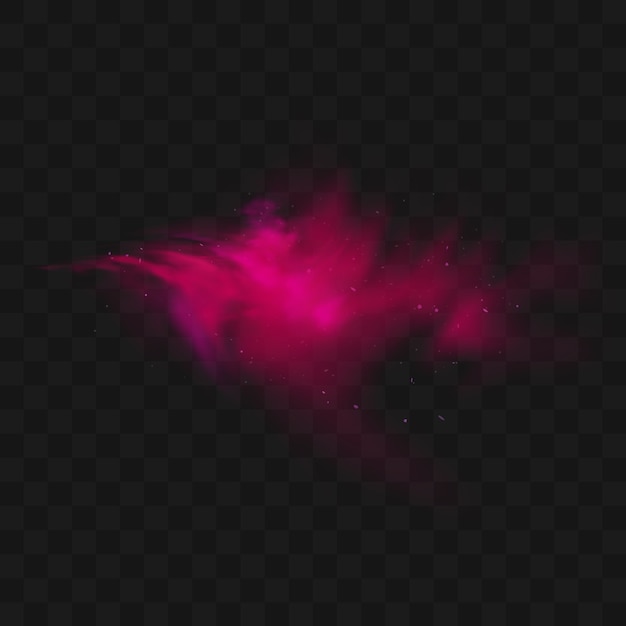 Vector red smoke isolated on transparent dark background