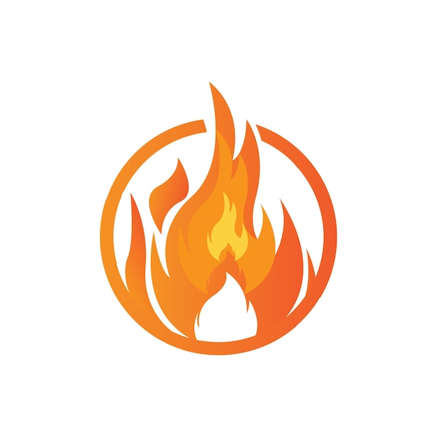 Red smoldering fire icon vector logo classic retro design