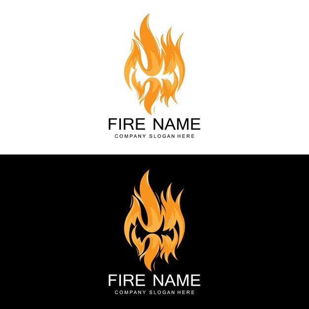 Red smoldering fire icon vector logo classic retro design