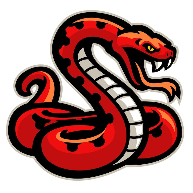 Mascotte serpente rosso pronto ad attaccare