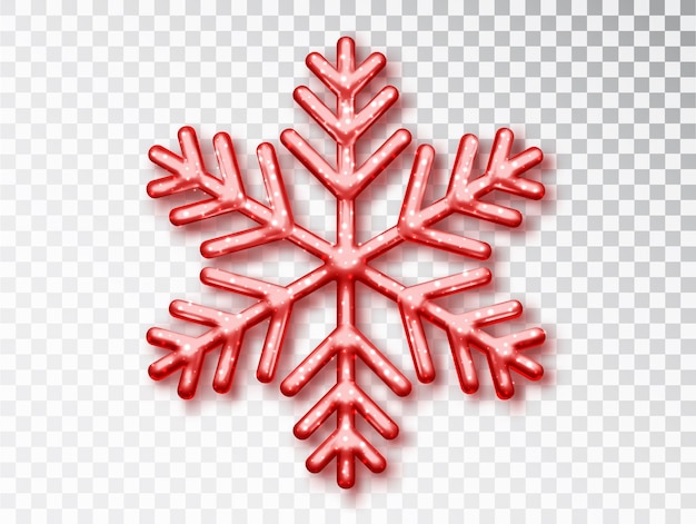 Red snowflake isolated realistic vector christmas decoration