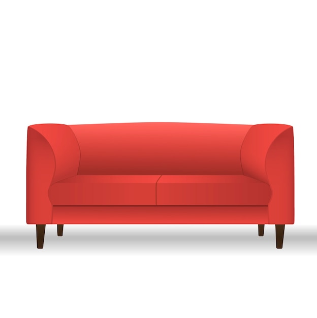 ベクトル モダンなリビングルームのレセプションまたはラウンジ用の赤いソファ