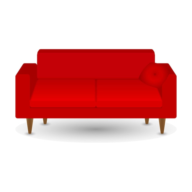 Vector red sofa with pillow