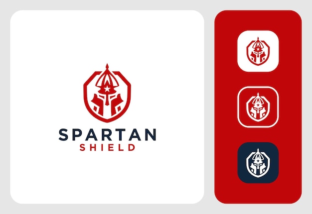 Red spartan elegant with shield logo design inspiration