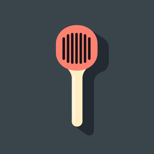 A red spatula with a long shadow on a gray background