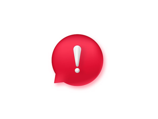 Red speech bubble with an exclamation point