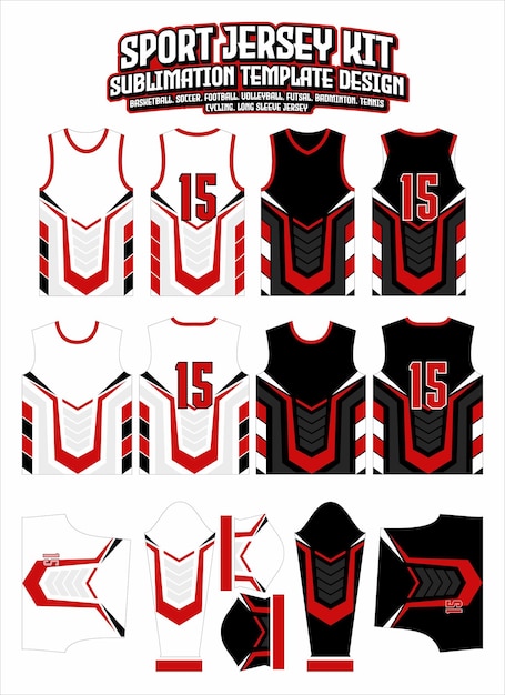 Vettore red speed sports jersey design layout template di abbigliamento sportivo