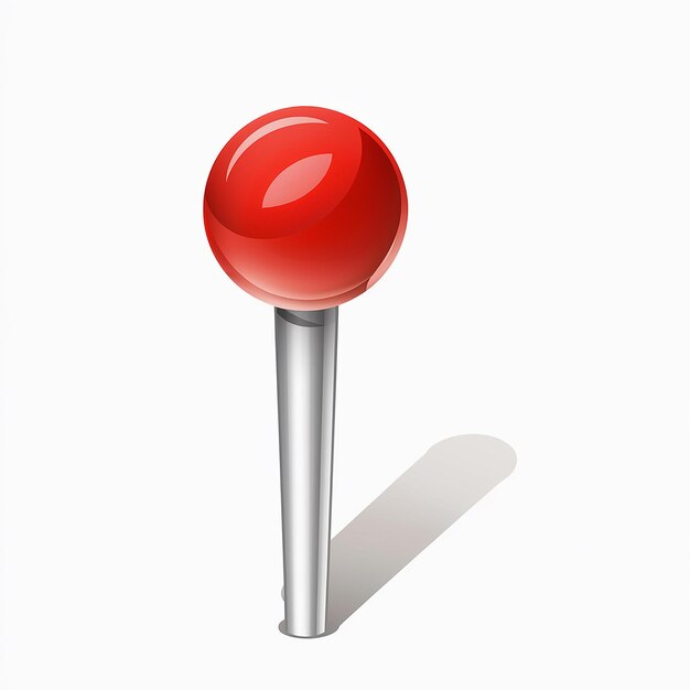 Red Sphere on Silver Stand Illustration of Glossy Object on Cylindrical Base