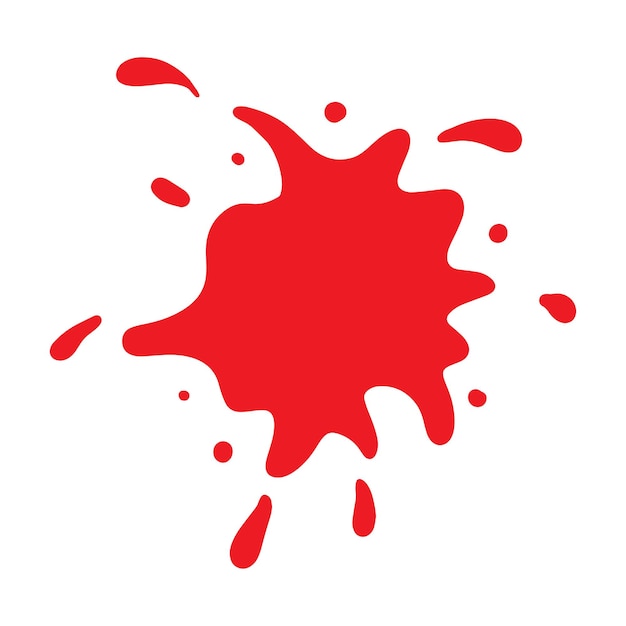 A red splash of blood is shown on a white background