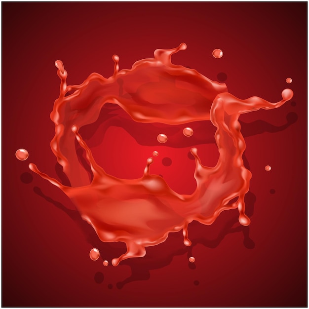 Vector red splash of wine juice or blood liquid red drink vector background