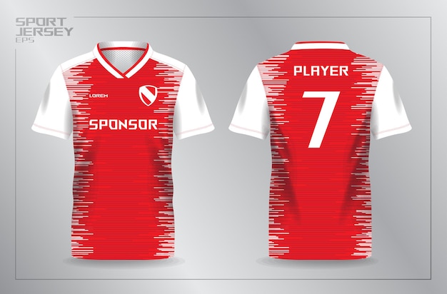 red sport jersey for football and soccer shirt template