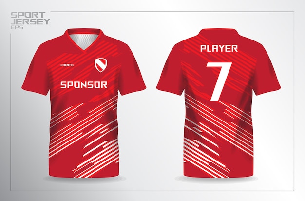 red sport jersey for football and soccer shirt template