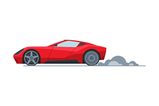 Vector red sport racing car side view fast motor racing vehicle vector illustration