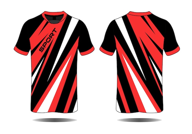 Premium Vector | Red sport t-shirt design vector textile template