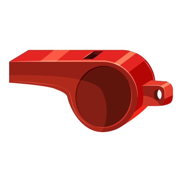 Vector red sport whistle icon. cartoon illustration of red sport whistle vector icon for web