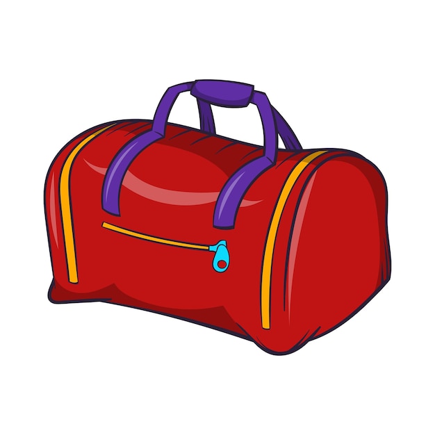 Вектор Икона красной спортивной сумки в стиле мультфильма на белом фоне