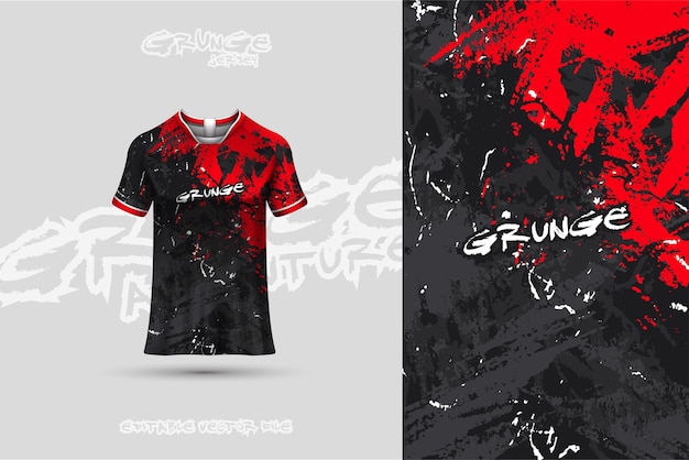 赤いスポーツジャージと暗い背景のデザインベクトル サッカーレースゲームのスポーツデザイン
